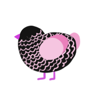 Trixie, a black and pink chicken with a lace pattern