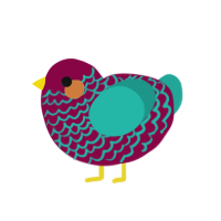 (unnamed), a maroon and turquoise chicken with a lace pattern