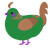 Chocolate Pickle, a viridian and brown chicken with a neck-speckle pattern