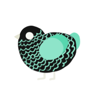 (unnamed), a black and mint chicken with a lace pattern