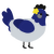 A mist and navy chicken with a head pattern