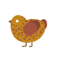 Cheez, a ochre and russet chicken with a speckle pattern