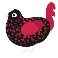 kilometer immorales, a sable and crimson chicken with a speckle pattern