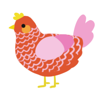 fruit punch, a vermilion and pink chicken with a lace pattern