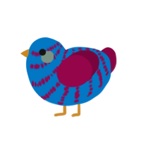 griddy, a sapphire and maroon chicken with a bar pattern