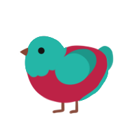 Slender man, a crimson and turquoise chicken with a head pattern