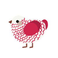 Flower, a white and crimson chicken with a lace pattern