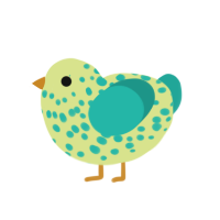 The Ambassador, a lemon and turquoise chicken with a speckle pattern