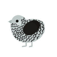 paper cutout, a silver and sable chicken with a lace pattern