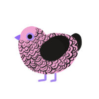 Pastel Goth, a pink and sable chicken with a double-lace pattern