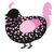 Pastel Goth, a sable and pink chicken with a speckle pattern