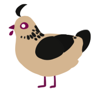 danish wreath, a beige and black chicken with a neck-speckle pattern