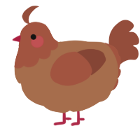 Cocoa, a brown and russet chicken with a head pattern