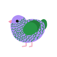 Raven Casa, a lilac and viridian chicken with a lace pattern