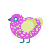 Mad Neon, a orchid and lemon chicken with a speckle pattern