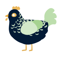 Chaia, a tumblr and gluppy chicken with a half-lace pattern