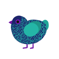 (unnamed), a navy and turquoise chicken with a double-lace pattern