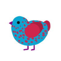 (unnamed), a cerulean and crimson chicken with a speckle pattern