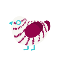 Peppermint, a white and maroon chicken with a bar pattern