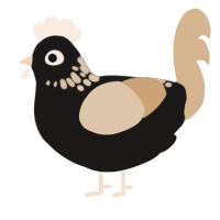 Bruce, a sable and beige chicken with a neck-speckle pattern