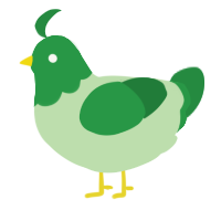 Minty, a gluppy and viridian chicken with a head pattern