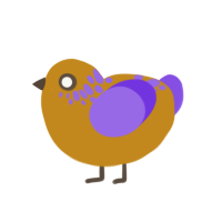 Blueberry Muffin, a ochre and blurple chicken with a neck-speckle pattern