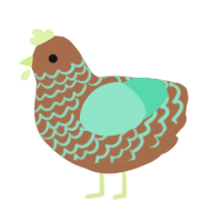 Minty Mustard, a brown and mint chicken with a lace pattern