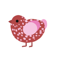 Reddy, a red and pink chicken with a speckle pattern