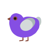 kind of terrible, a blurple and silver chicken