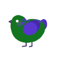 dark grape, a leaf and indigo chicken with a neck-speckle pattern