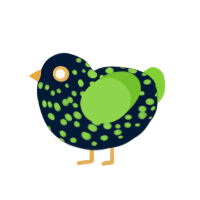 Noctiluca, a tumblr and grass chicken with a speckle pattern