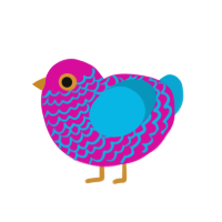 (unnamed), a fuchsia and cerulean chicken with a lace pattern