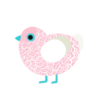 Trans Scribe, a rose and white chicken with a double-lace pattern