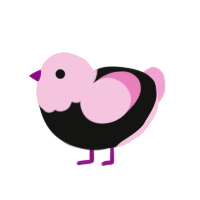 Megurine Two-ka, a black and pink chicken with a head pattern