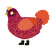 Hephaestus, a maroon and vermilion chicken with a double-lace pattern