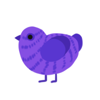 Grape Soda, a blurple and indigo chicken with a bar pattern