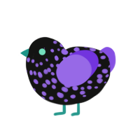 (unnamed), a black and blurple chicken with a speckle pattern