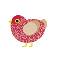 Soup and Bread, a crimson and beige chicken with a double-lace pattern