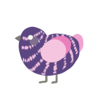 Twilight Sparkle, a overcast and pink chicken with a bar pattern