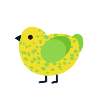 Sweet Nana, a yellow and grass chicken with a speckle pattern