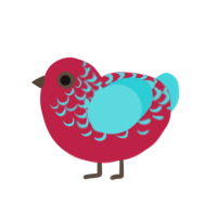 (unnamed), a crimson and aqua chicken with a half-lace pattern