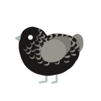 Ghostie, a sable and ash chicken with a half-lace pattern