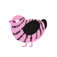 Gum, a pink and sable chicken with a bar pattern