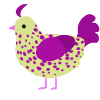 Bouquet, a lemon and plum chicken with a speckle pattern