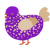 Champagne, a violet and beige chicken with a speckle pattern