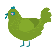 Mary Jane, a chartreuse chicken with a half-lace pattern