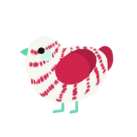 (unnamed), a white and crimson chicken with a bar pattern