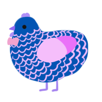 GF660BOT2, a ultramarine and lavender chicken with a lace pattern