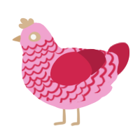 Strawberry, a pink and crimson chicken with a lace pattern