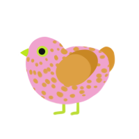 (unnamed), a pink and orange chicken with a speckle pattern